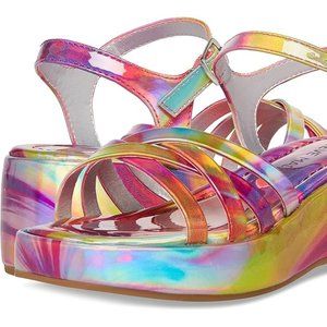 Steve Madden Girls Shoes Crazy Rainbow Metallic Wedge Sandal Shoe, Size 3 & 5
